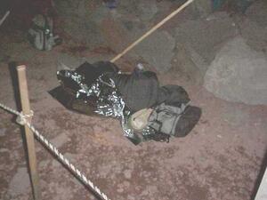 Mike sleeping in foil wraper